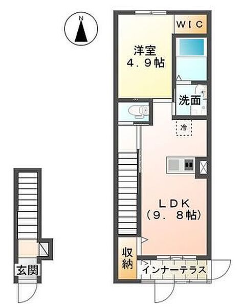 香川県高松市太田下町(賃貸アパート1LDK・2階・43.31㎡)の写真 その4