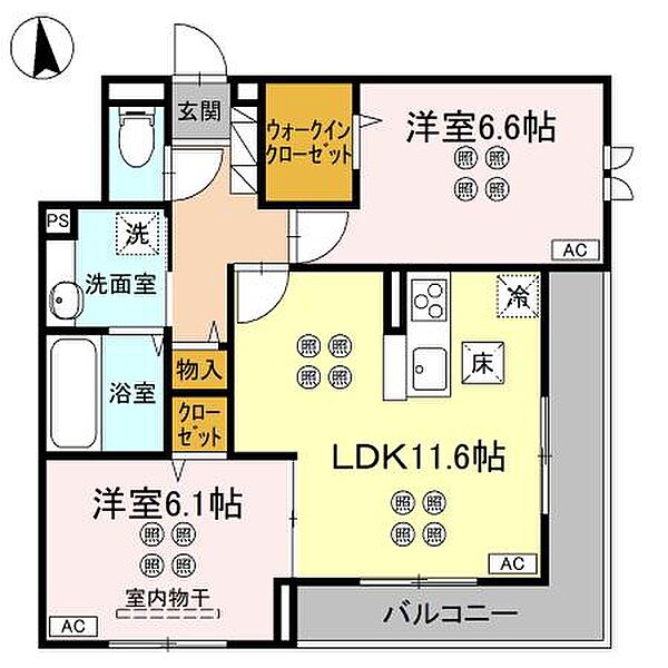 香川県高松市太田下町(賃貸アパート2LDK・3階・57.88㎡)の写真 その2