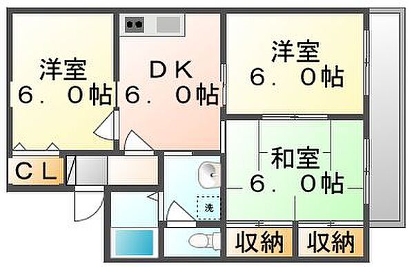 香川県高松市成合町(賃貸アパート3DK・2階・53.55㎡)の写真 その3