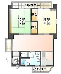 JR高徳線 昭和町駅 徒歩26分の賃貸マンション 4階2LDKの間取り