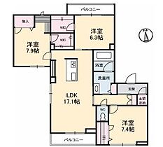 香川県高松市錦町２丁目（賃貸マンション3LDK・2階・92.44㎡） その2