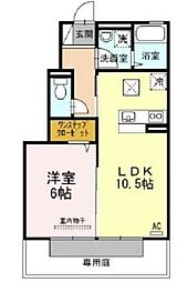 リーバス・Ｅ・イノセントＣ 1階1LDKの間取り