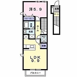 カリーノ 2階1LDKの間取り