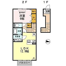 セジュール 2階1LDKの間取り