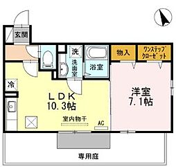 Laxa CourtII 1階1LDKの間取り