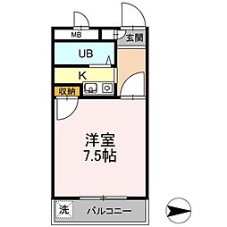 JR予讃線 香西駅 徒歩8分の賃貸マンション 2階1Kの間取り