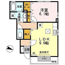 ルーラル　タウンＡ 1階1LDKの間取り