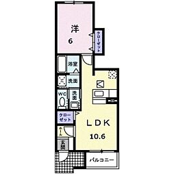 ドエルエバーグリーンC 1階1LDKの間取り