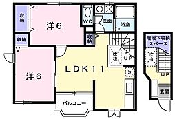 ヴィラ　エンゼルＢ 2階2LDKの間取り