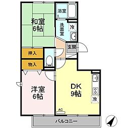 サンピア・K 3階2DKの間取り