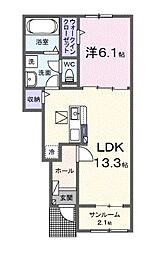 ベルエア国分寺B 1階1SLDKの間取り