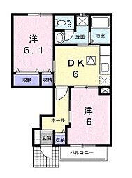 M・Kハイツ 1階2DKの間取り