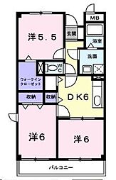 マルベル宇多津 4階3DKの間取り