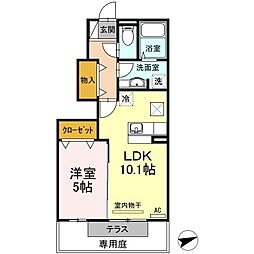 ヴァン　ヴェール 1階1LDKの間取り