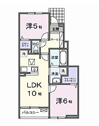 ラ・レコルト宇多津II 1階2LDKの間取り