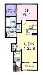 ヴィントミューレ 1階1LDKの間取り