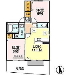 アウローラ 1階2LDKの間取り