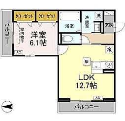 グレイスフル 1階1LDKの間取り