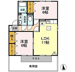 サン・スクエア　Ａ棟 1階2LDKの間取り