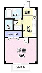 イグレック。楯　Ａ 2階1Kの間取り