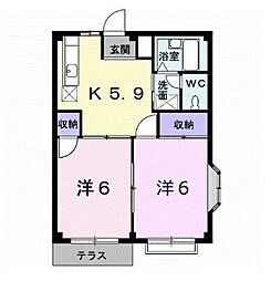ミューズ松本I 1階2Kの間取り