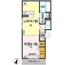 808MY 2階1LDKの間取り