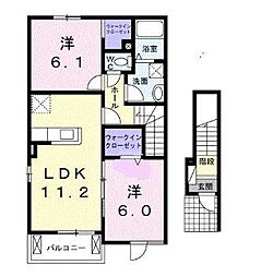 ブエナ　スエルテB 2階2LDKの間取り