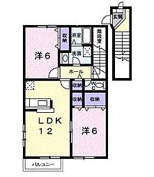 シンサリティ.MII　B 2階2LDKの間取り
