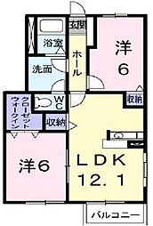 エルピーダＭ　Ｃ棟 1階2LDKの間取り