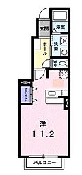 バレーフィールドII 1階ワンルームの間取り