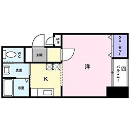 グレース栗林 4階1Kの間取り