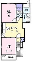 南オレンジタウンIII 1階2DKの間取り
