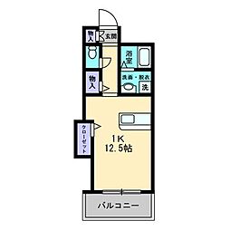 高松琴平電気鉄道志度線 今橋駅 徒歩1分の賃貸マンション 2階1Kの間取り