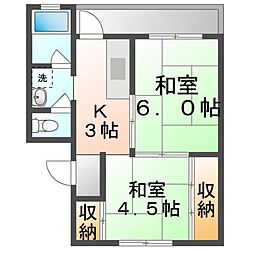 ビレッジハウス白鳥　2号 2階2Kの間取り