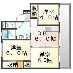 ビレッジハウス豊浜2号 2階3DKの間取り
