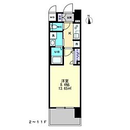 JR高徳線 栗林公園北口駅 徒歩7分の賃貸マンション 7階1Kの間取り