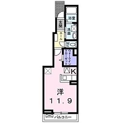 フェリーチェN　I 1階ワンルームの間取り