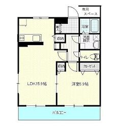 サンモール2 1LDKの間取図画像