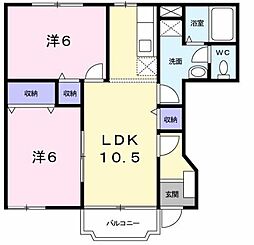 JR瀬戸大橋線 坂出駅 3.2kmの賃貸アパート 1階2LDKの間取り