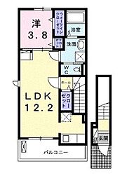 ビリーブ　C 2階1LDKの間取り