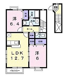 ロジュマン国分寺2 2階2LDKの間取り
