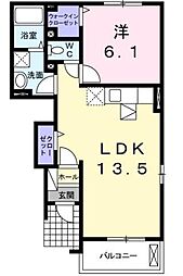 エレガンテM　B 1階1LDKの間取り