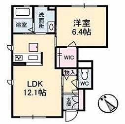プロヌーブ原田町　A棟 1階1LDKの間取り