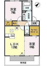 リビングタウン宇多津東A棟 1階2LDKの間取り