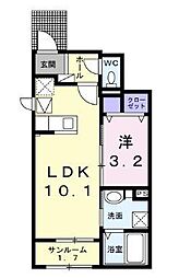 ビリーブ　D 1階1LDKの間取り