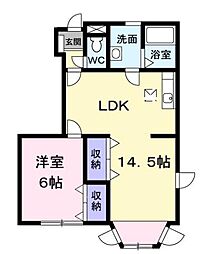 グラン　シェル　Ｂ 1階1LDKの間取り