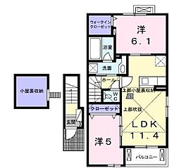 ラベリーズ・八幡 2階2LDKの間取り