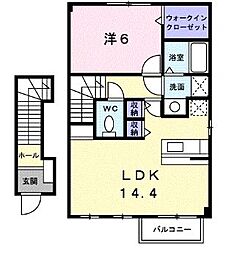 シャン・ミリューIII 2階1LDKの間取り