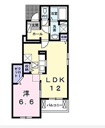 クラール元山Ｆ 1階1LDKの間取り
