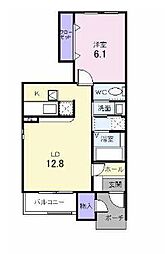 リバーサイド本山G 1階1LDKの間取り